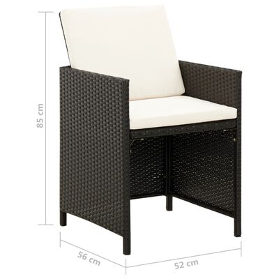 vidaXL 4 Piece Garden Chair and Stool Set Poly Rattan Black