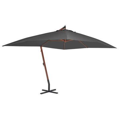 vidaXL Cantilever Garden Parasol with Wooden Pole 400x300 cm Anthracite