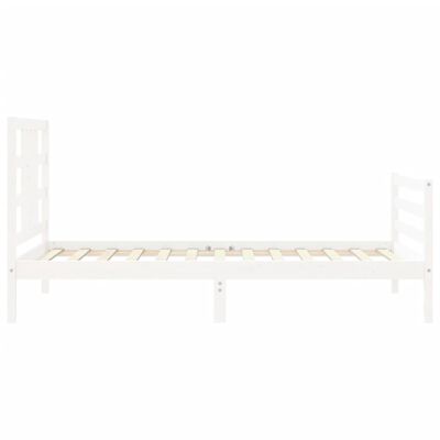 vidaXL Bed Frame without Mattress White Single Solid Wood Pine