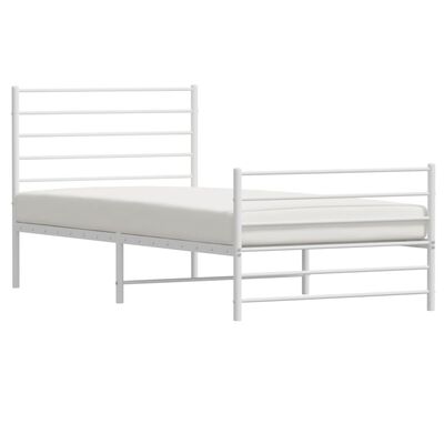 vidaXL Metal Bed Frame without Mattress with Footboard White 90x190 cm Single