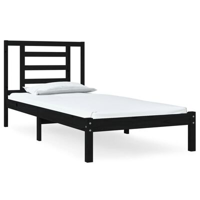 vidaXL Bed Frame without Mattress Black 90x190 cm Single Solid Wood Pine