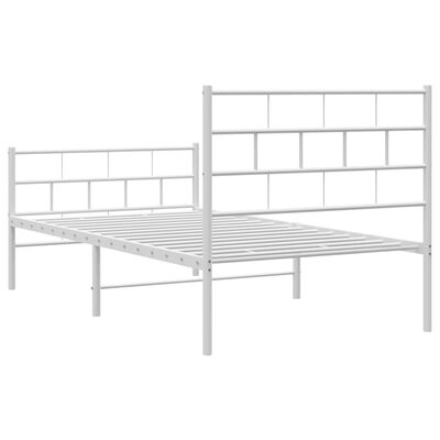 vidaXL Metal Bed Frame without Mattress with Footboard White 90x190 cm Single