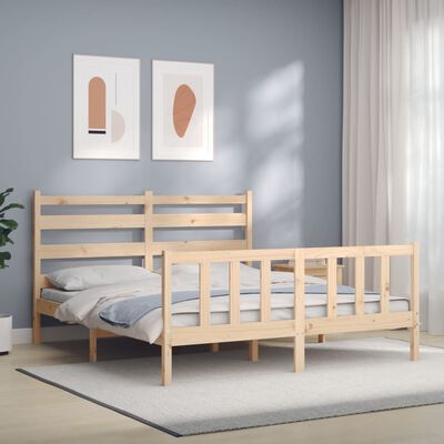 vidaXL Bed Frame with Headboard King Size Solid Wood