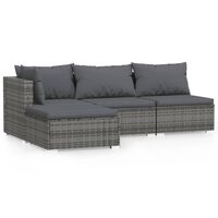 vidaXL 4 Piece Garden Lounge Set with Cushions Grey Poly Rattan