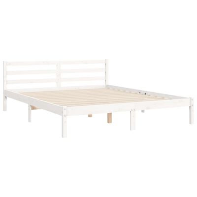 vidaXL Bed Frame without Mattress White King Size Solid Wood