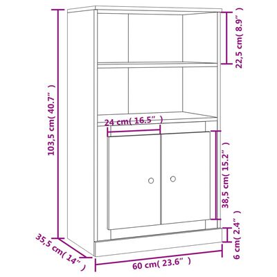 vidaXL Highboard Sonoma Oak 60x35.5x103.5 cm Engineered Wood