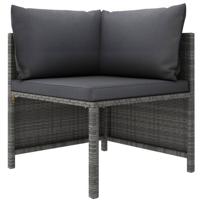 vidaXL 7 Piece Garden Lounge Set with Cushions Poly Rattan Grey