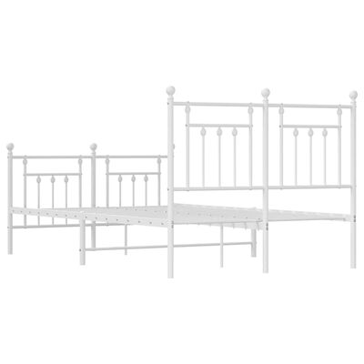 vidaXL Metal Bed Frame without Mattress with Footboard White 135x190 cm Double