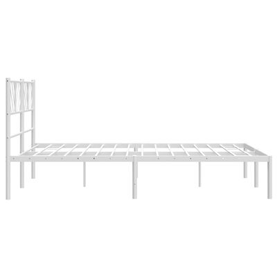 vidaXL Metal Bed Frame without Mattress with Headboard White 150x200 cm King Size