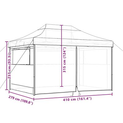 vidaXL Foldable Party Tent Pop-Up with 4 Sidewalls Beige