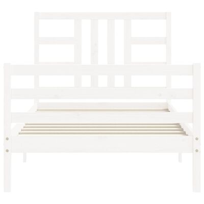 vidaXL Bed Frame without Mattress White Single Solid Wood Pine