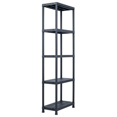 vidaXL Storage Shelf Rack Black 125 kg 60x30x180 cm Plastic