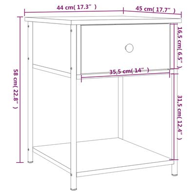 vidaXL Bedside Table Smoked Oak 44x45x58 cm Engineered Wood