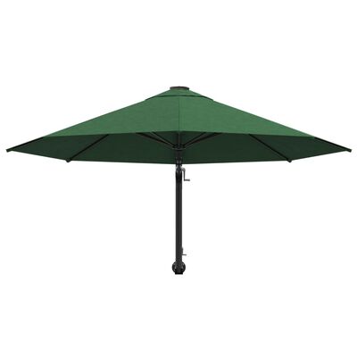 vidaXL Wall-Mounted Garden Parasol with Metal Pole 300 cm Green