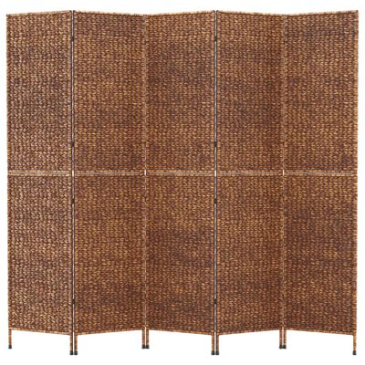 vidaXL Room Divider 5-Panel Brown 205x180 cm Water Hyacinth