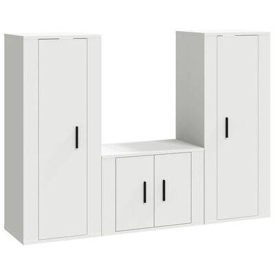 vidaXL 3 Piece TV Cabinet Set White Engineered Wood