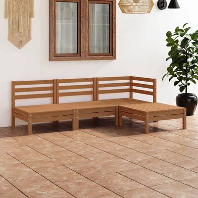 vidaXL 4 Piece Garden Lounge Set Solid Pinewood Honey Brown