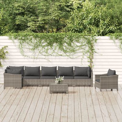 vidaXL 8 Piece Garden Lounge Set with Cushions Grey Poly Rattan