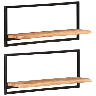 vidaXL Wall Shelves 2 pcs 80x25x35 cm Solid Wood Acacia and Steel