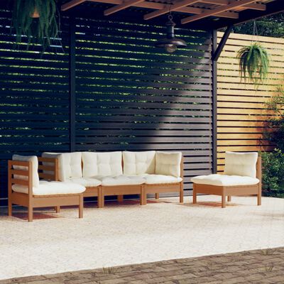 vidaXL 5 Piece Garden Lounge Set with Cushions Solid Pinewood