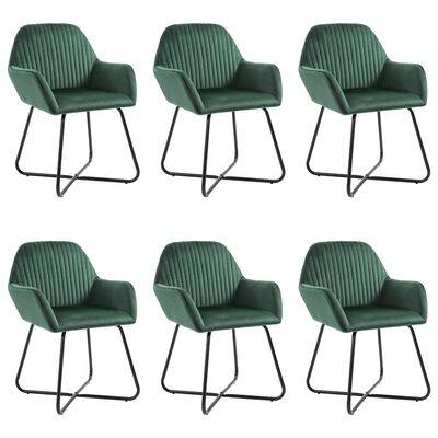 vidaXL Dining Chairs 6 pcs Green Velvet