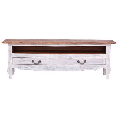 vidaXL TV Cabinet 120x30x40 cm White Solid Mahogany Wood