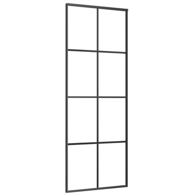 vidaXL Sliding Door Black 76x205 cm ESG Glass and Aluminium