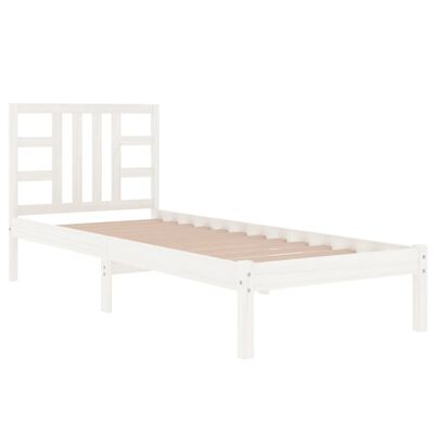 vidaXL Bed Frame White Solid Wood 90x190 cm Single