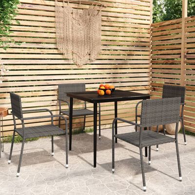 vidaXL 5 Piece Garden Dining Set Grey