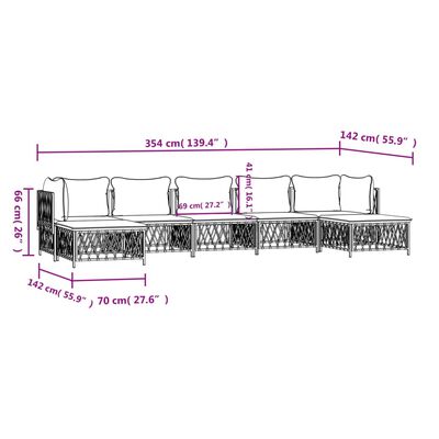 vidaXL 7 Piece Garden Lounge Set with Cushions White Steel