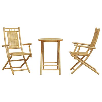 vidaXL 3 Piece Bistro Set Bamboo