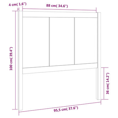 vidaXL Bed Headboard Black 95.5x4x100 cm Solid Pine Wood