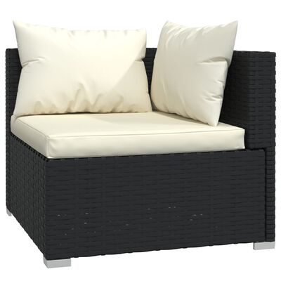 vidaXL 6 Piece Garden Lounge Set with Cushions Poly Rattan Black