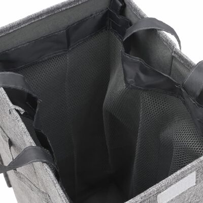 vidaXL Foldable Laundry Hamper Grey 26x34.5x59.5 cm Faux Linen Fabric