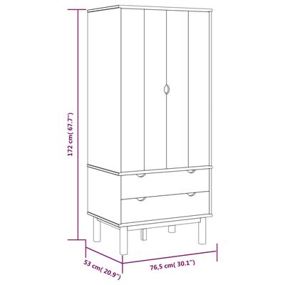 vidaXL Wardrobe OTTA Brown and White 76.5x53x172 cm Solid Wood Pine