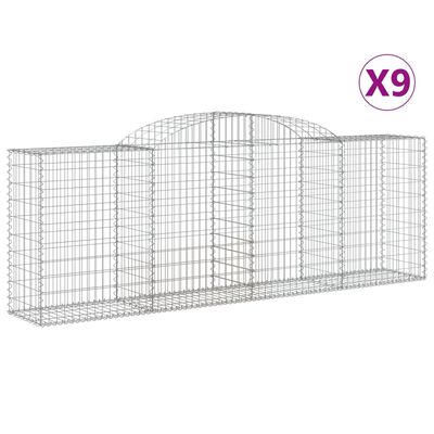 vidaXL Arched Gabion Baskets 9 pcs 300x50x100/120 cm Galvanised Iron