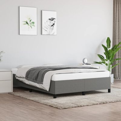 vidaXL Bed Frame Dark Grey 153x203 cm Queen Size Fabric