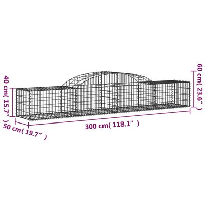 vidaXL Arched Gabion Baskets 2 pcs 300x50x40/60 cm Galvanised Iron