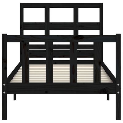 vidaXL Bed Frame without Mattress Black Single Solid Wood Pine