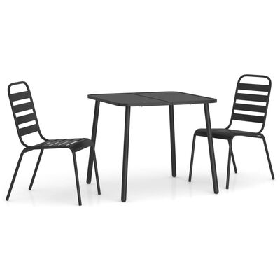 vidaXL 3 Piece Garden Dining Set Anthracite Steel