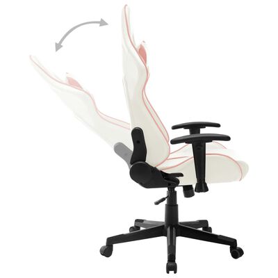 vidaXL Gaming Chair White and Pink Artificial Leather