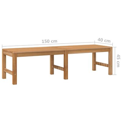 vidaXL Garden Bench 150 cm Solid Teak Wood