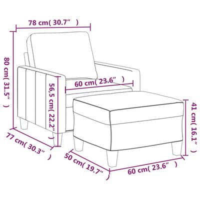 vidaXL Sofa Chair with Footstool Cappuccino 60 cm Faux Leather