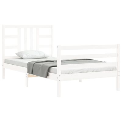 vidaXL Bed Frame without Mattress White Single Solid Wood Pine