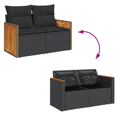 vidaXL 11 Piece Garden Sofa Set with Cushions Black Poly Rattan