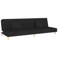 vidaXL 2-Seater Sofa Bed with Two Pillows Black Fabric