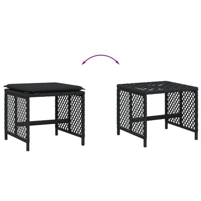 vidaXL Garden Stools with Cushions 4 pcs Black 41x41x36 cm Poly Rattan