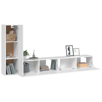 vidaXL 3 Piece TV Cabinet Set White Engineered Wood