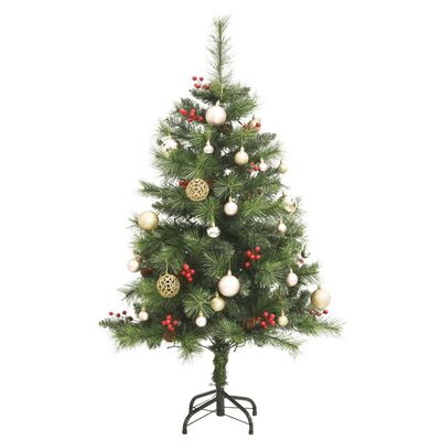 vidaXL Artificial Hinged Christmas Tree 150 LEDs & Ball Set 120 cm