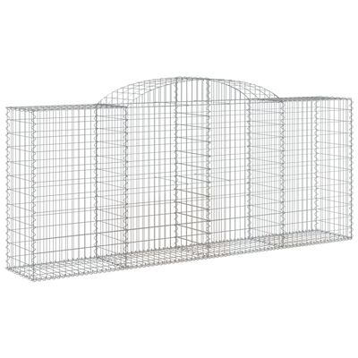 vidaXL Arched Gabion Baskets 4 pcs 300x50x120/140 cm Galvanised Iron